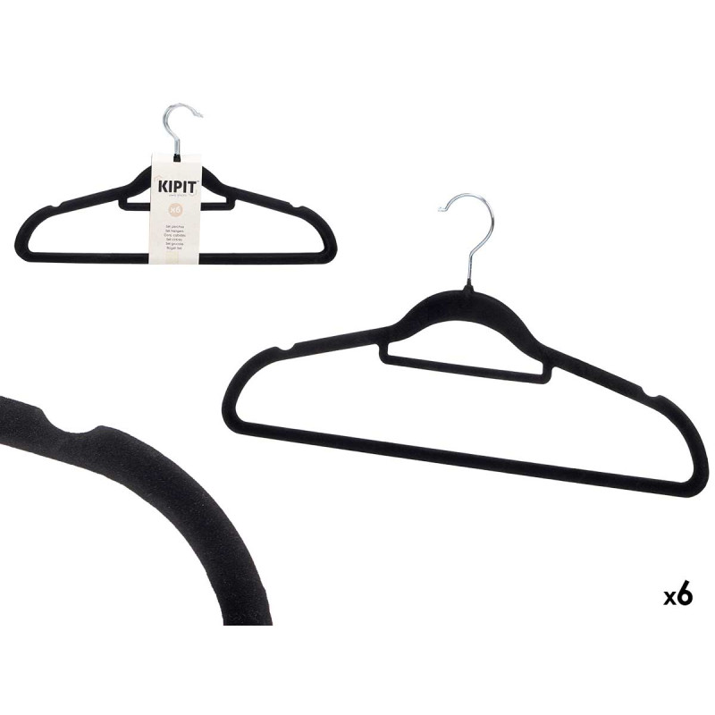SET 6 PERCHA FLOCADA NEGRA 44,5X22CM