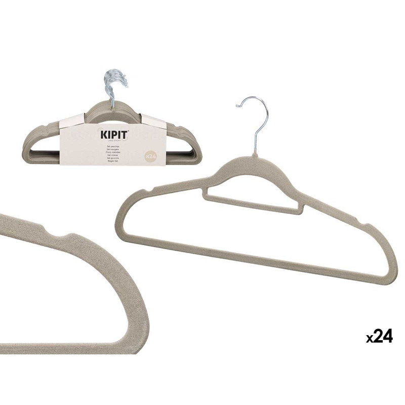 SET 24 GREY FLOCKED HANGER 44,5X22CM