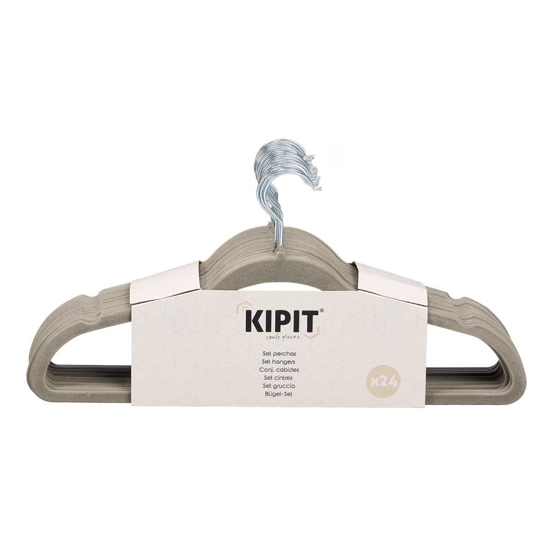 SET 24 PERCHA FLOCADA GRIS 44,5X22CM