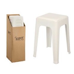 PADDED PLASTIC STOOL WHITE