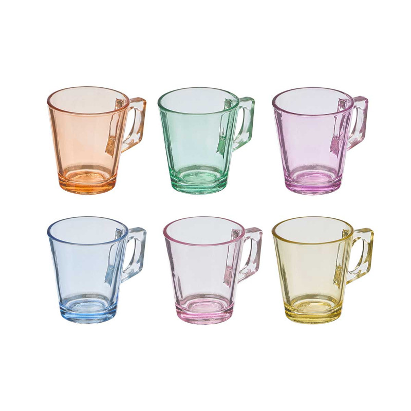 TASSE CAFÉ ASSORT 6 COUL 85 ML