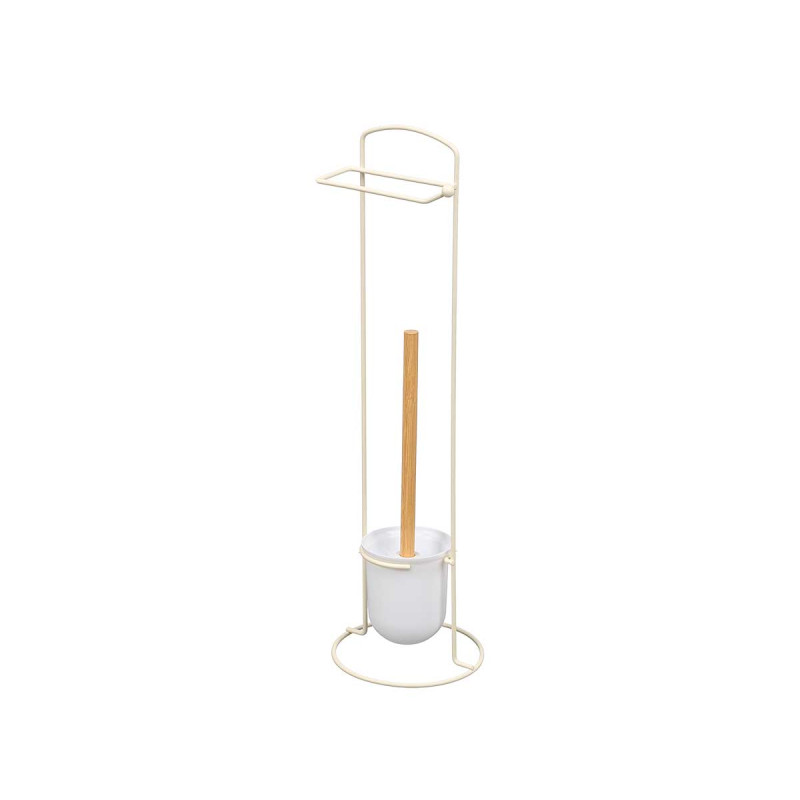 BROSSE WC PORTE-ROULEAU MÉTAL CRÈME BAMBOU