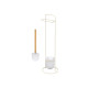 CREAM METAL WC BRUSH ROLL HOLDER BAMBOO HANDLE
