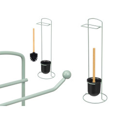 BROSSE WC PORTE-ROULEAU MÉTAL VERT BAMBOU