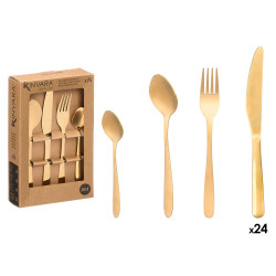 SET 24 TALHERES ACO INOX DOURADO