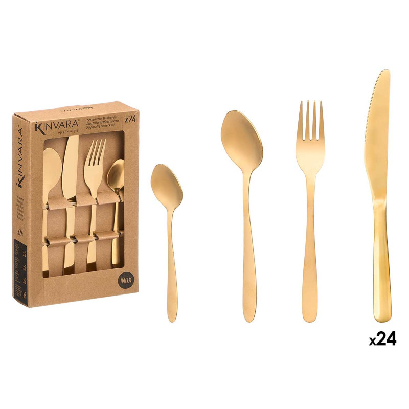 SET 24 GOLDEN STAINLESS STEEL CUTLERY