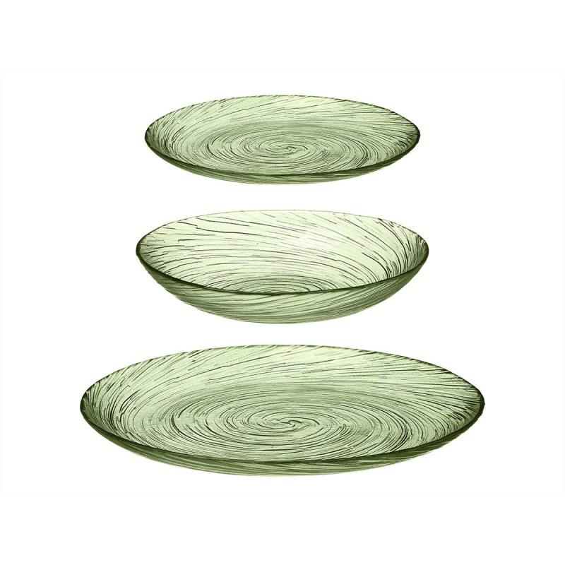 VAISSELLE VERRE 18 PCS VERT