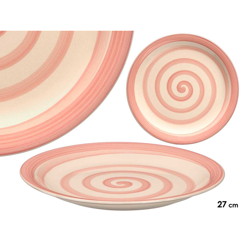 ASSIETTE PLATE FAÏENCE ROSE 27CM