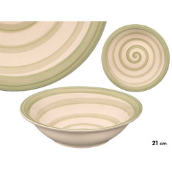 ASSIETTE CREUSE FAÏENCE VERTE 21CM