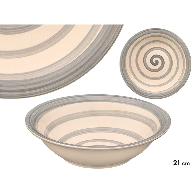 ASSIETTE CREUSE GRÈS GRIS 21CM