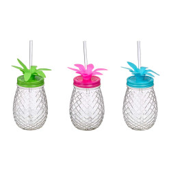 POT PAILLE ANANAS ASSORTI 3 COULEURS