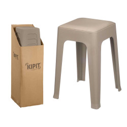 TABURETE PLASTICO ACOLCHADO GRIS