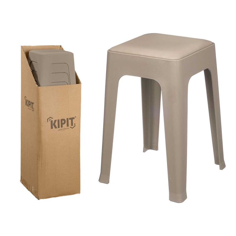TABOURET EN PLASTIQUE REMBOURRÉ GRIS