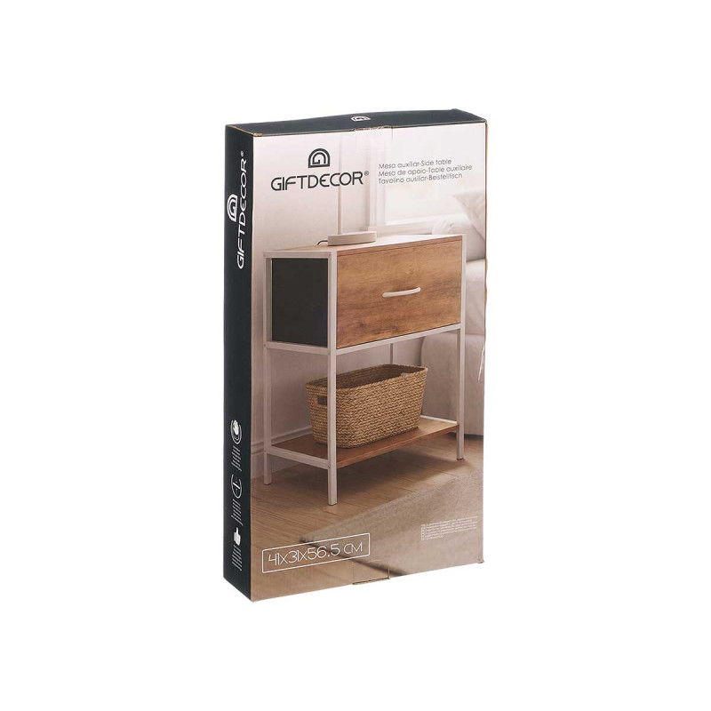 MESITA CAJON BALDA BAMBU BLANCA