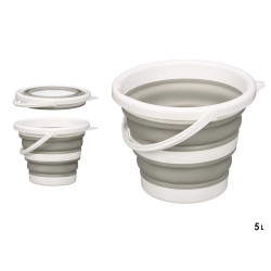 BALDE PLASTICO DOBRAVEL REDONDO CINZA BRANCO 5L