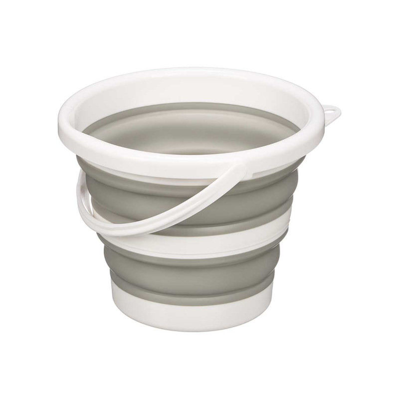 CUBO PLEGABLE REDONDO PLASTICO GRIS BLANCO 5L