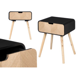 TABLE D'APPOINT 1 TIROIR NOIR BOIS