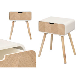 TABLE D'APPOINT 1 TIROIR BOIS BLANC