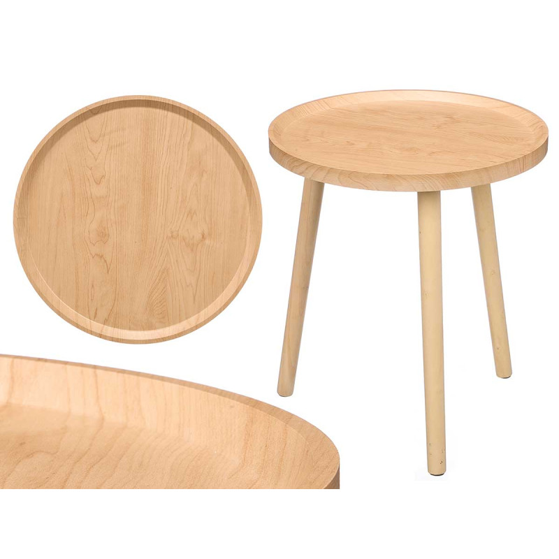 TABLE D'APPOINT RONDE BOIS NATUREL DIAM 40CM