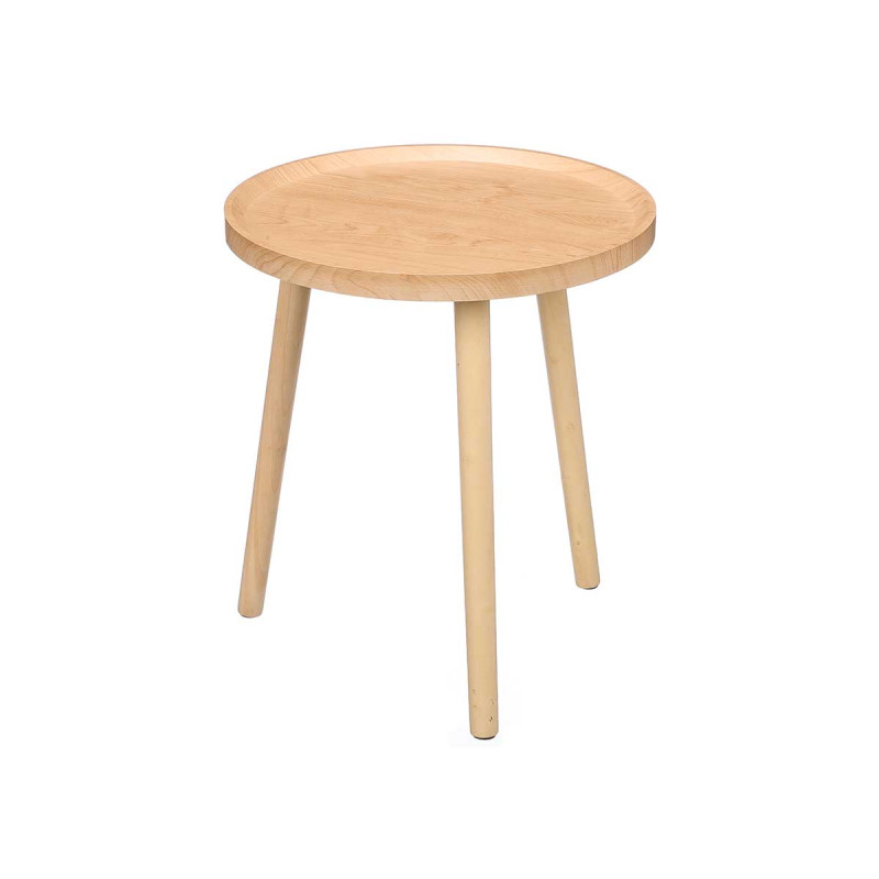 MESA AUXILIAR REDONDA MADEIRA NATURAL 40CM DIÂM