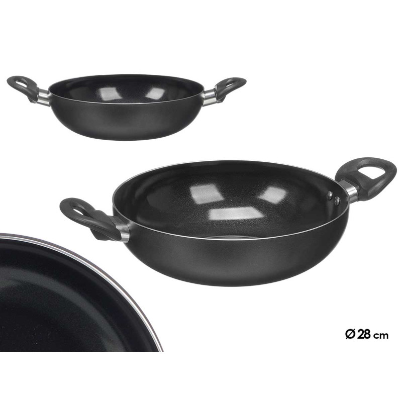 WOK POIGNÉES ANTHRACITE 28CM