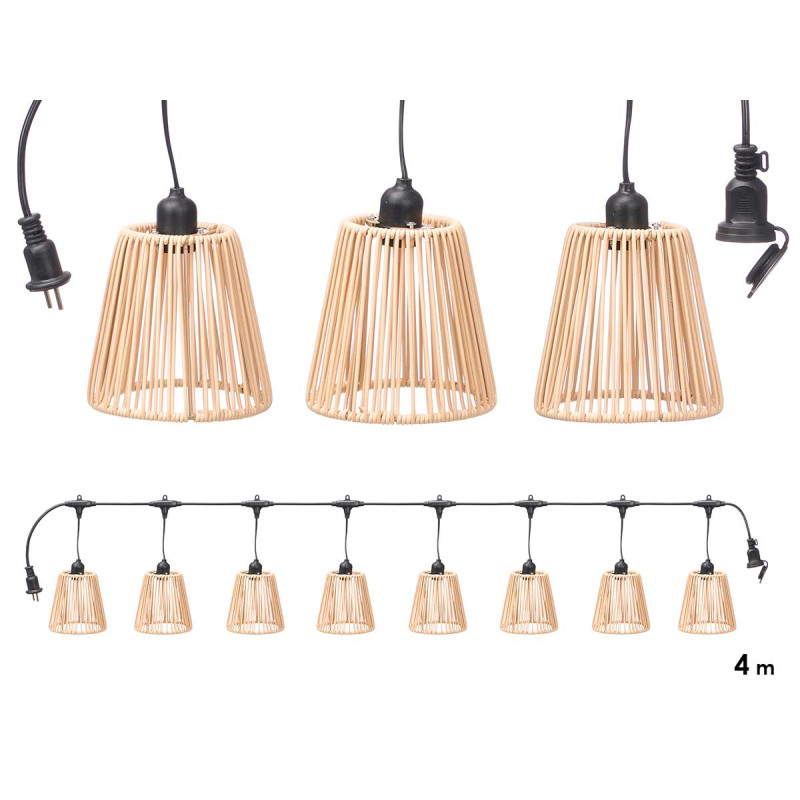 GUIRLANDE LED 8 LANTERNES CYLINDRIQUES 4M EXTÉRIEU