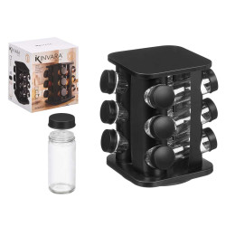 CONJUNTO FRASCOS ESPECIARIAS PRETO 12 U