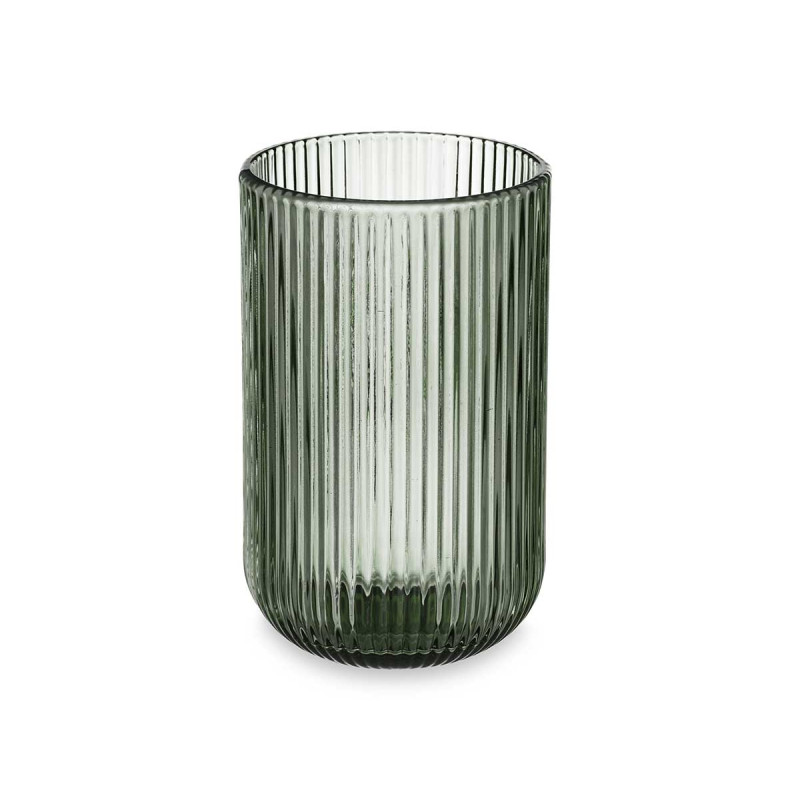 VASO ALTO VERDE MUSGO RAYAS 430ML 