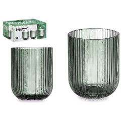 VASO BAJO VERDE MUSGO RAYAS 270ML 