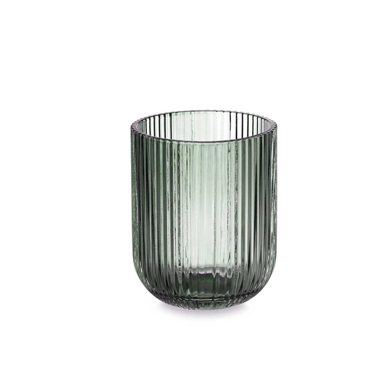 VASO BAJO VERDE MUSGO RAYAS 270ML 