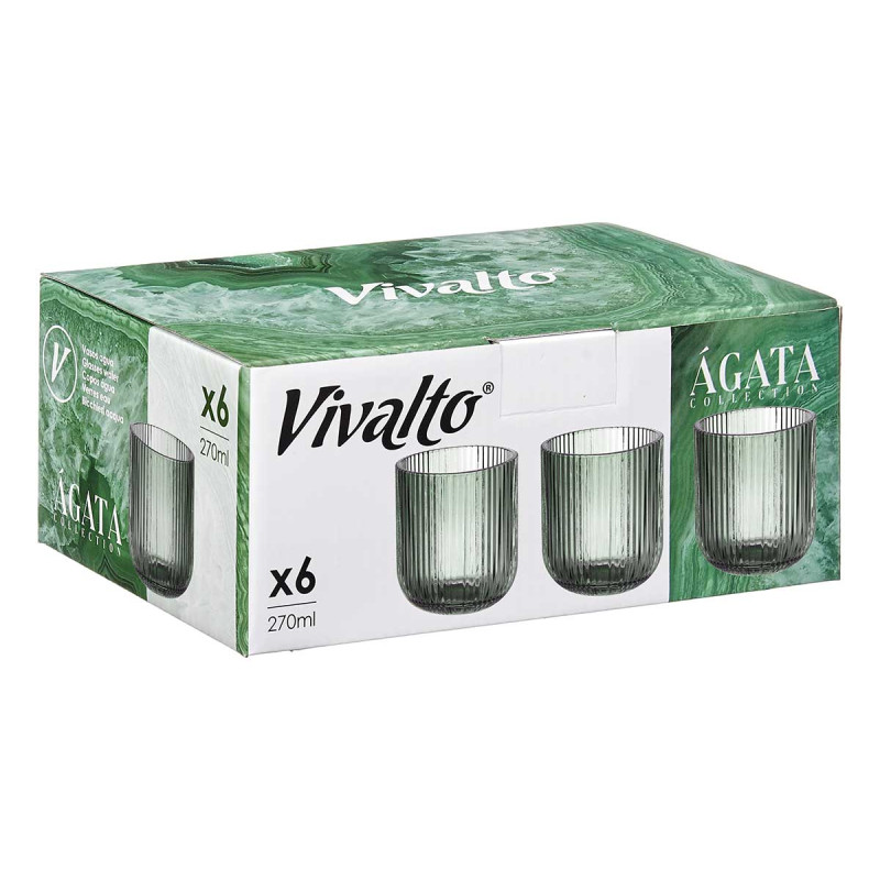 VASO BAJO VERDE MUSGO RAYAS 270ML 