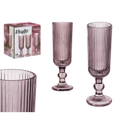 FLUTE CHAMPANHE 160ML ROSA RISCAS