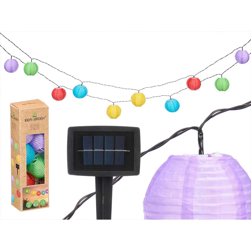 GUIRLANDE SOLAIRE 10 BOULES MULTICOLORES