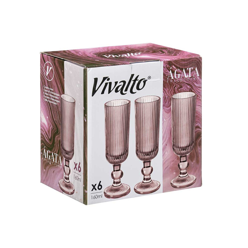 FLUTE CHAMPANHE 160ML ROSA RISCAS