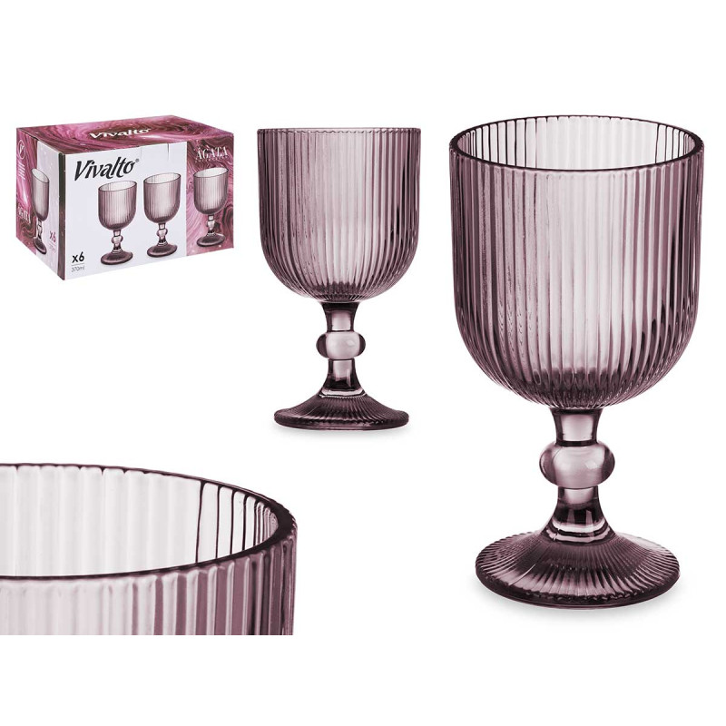 VERRE À EAU 370ML ROSE RAYURES