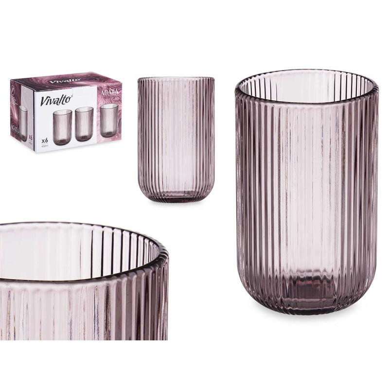 BICCHIERE ALTO 430ML STRISCE ROSA
