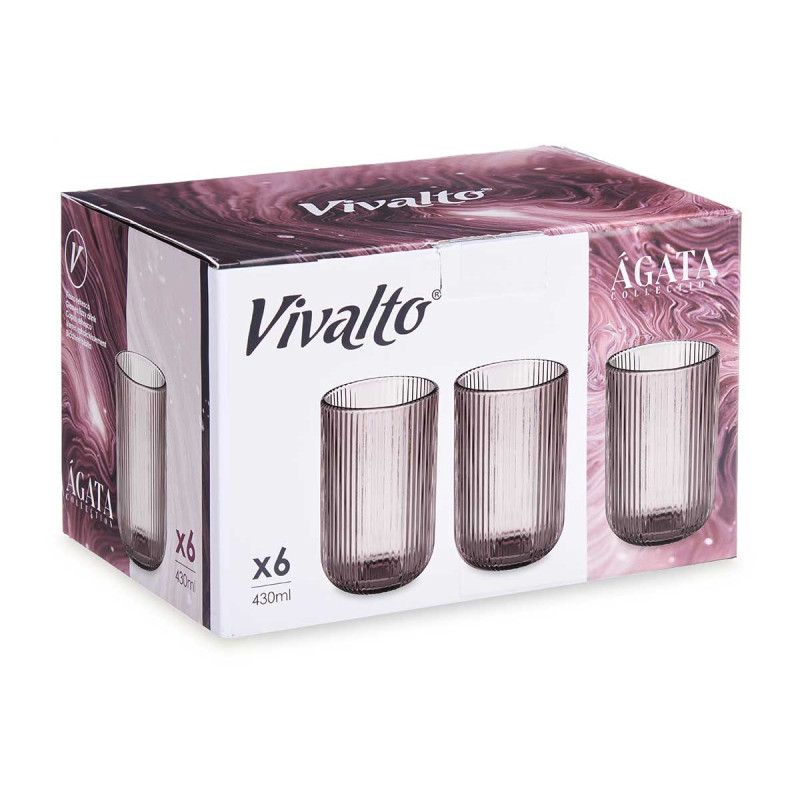 VASO ALTO ROSA RAYAS 430ML 