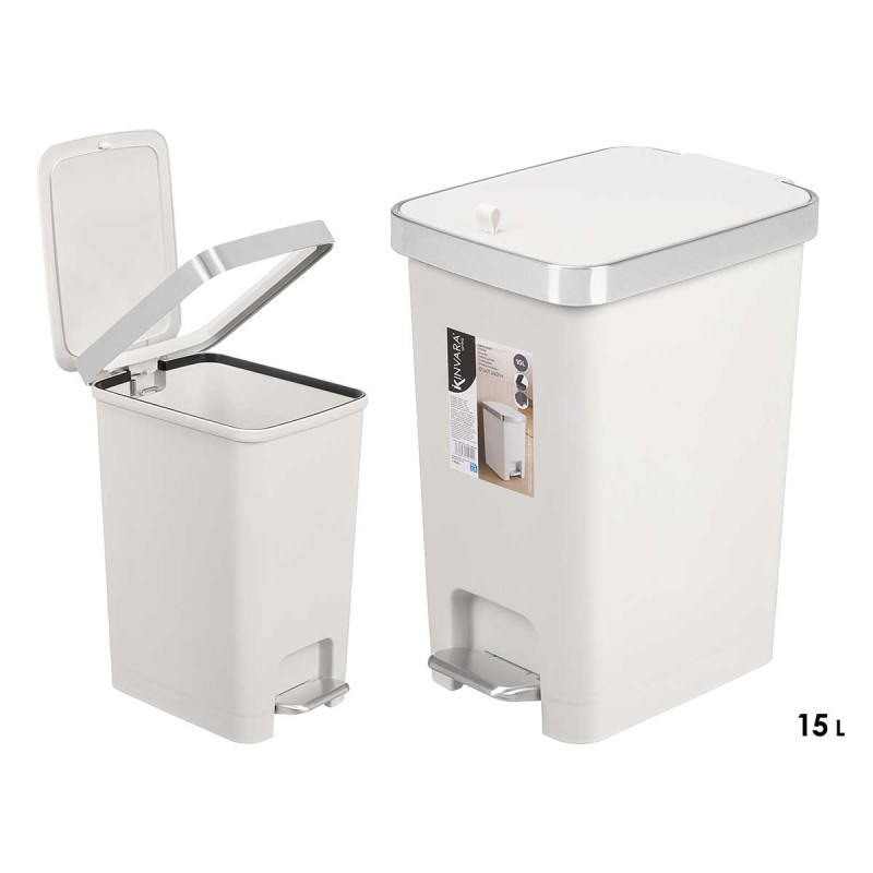 BALDE DO LIXO PEDAL BRANCO 15L