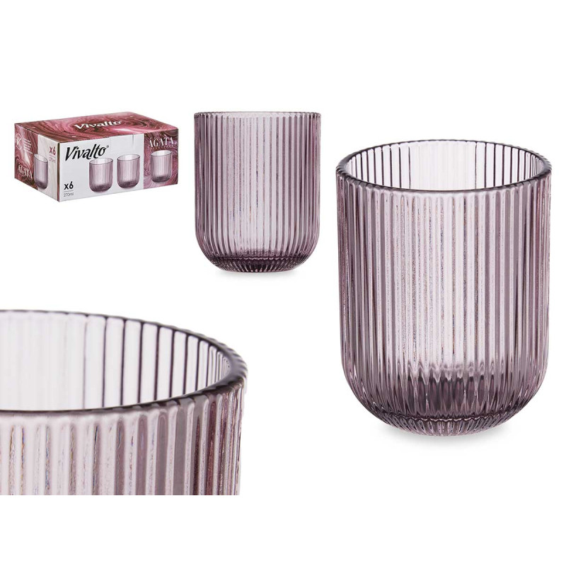 COPO BAIXO 270ML ROSA RISCAS
