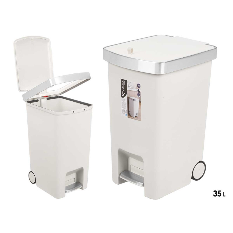 35L WHITE PEDAL TRASH  WHEELS