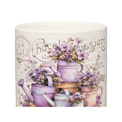 CERAMIC FLOWERPOT PURPLE FLOWERS