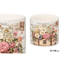 CERAMIC FLOWERPOT SUITCASE FLOWERS