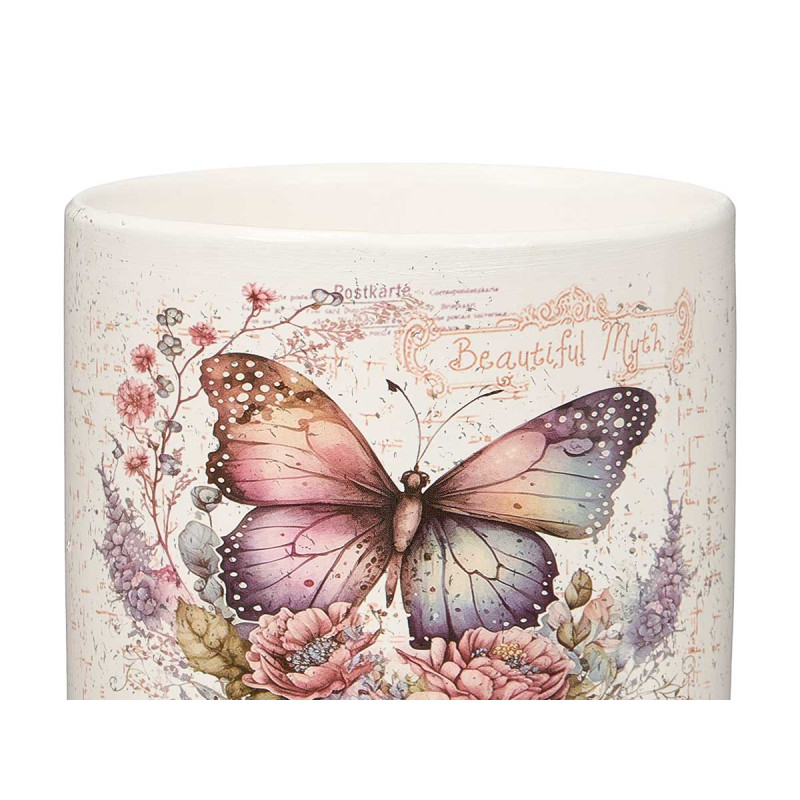 CERAMIC FLOWERPOT BUTTERFLY FLOWERS