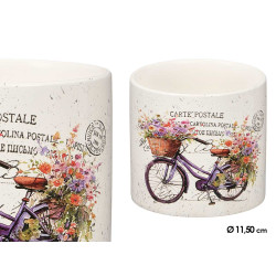 VASO CERÂMICO BICICLETA FLORES