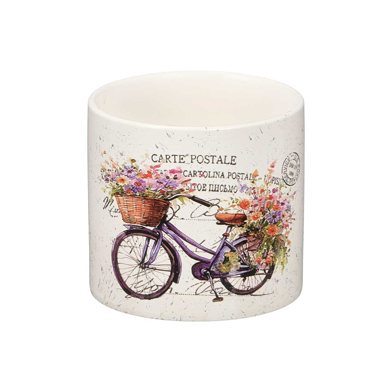 POT CÉRAMIQUE VÉLO FLEURS