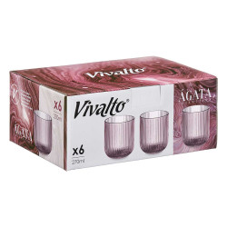 BICCHIERE BASSO 270ML STRISCE ROSA 