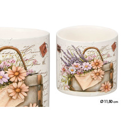 VASO CERAMICA BORSA FIORI