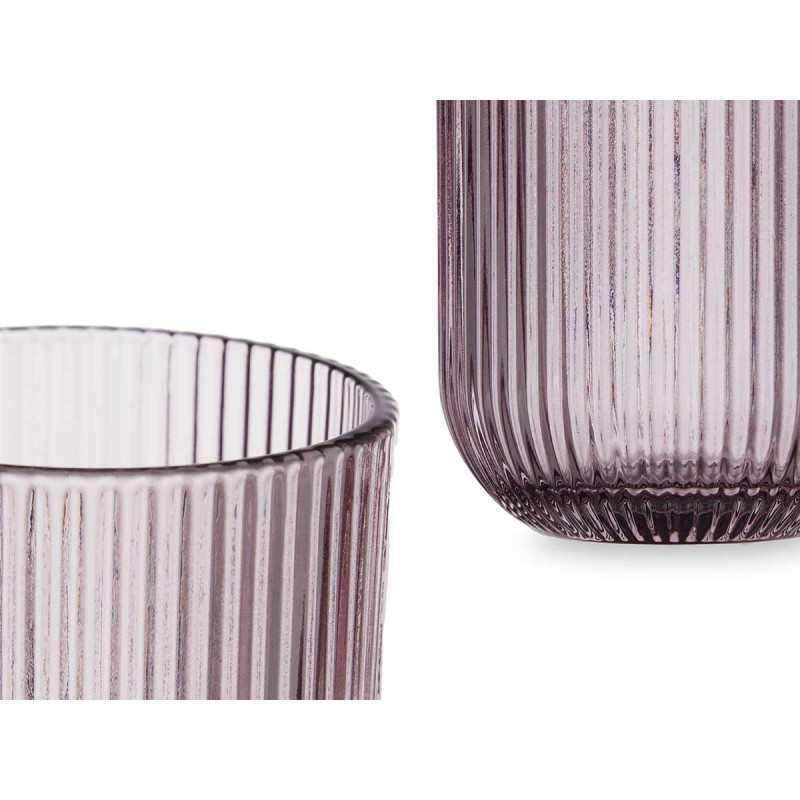 VASO BAJO ROSA RAYAS 270ML