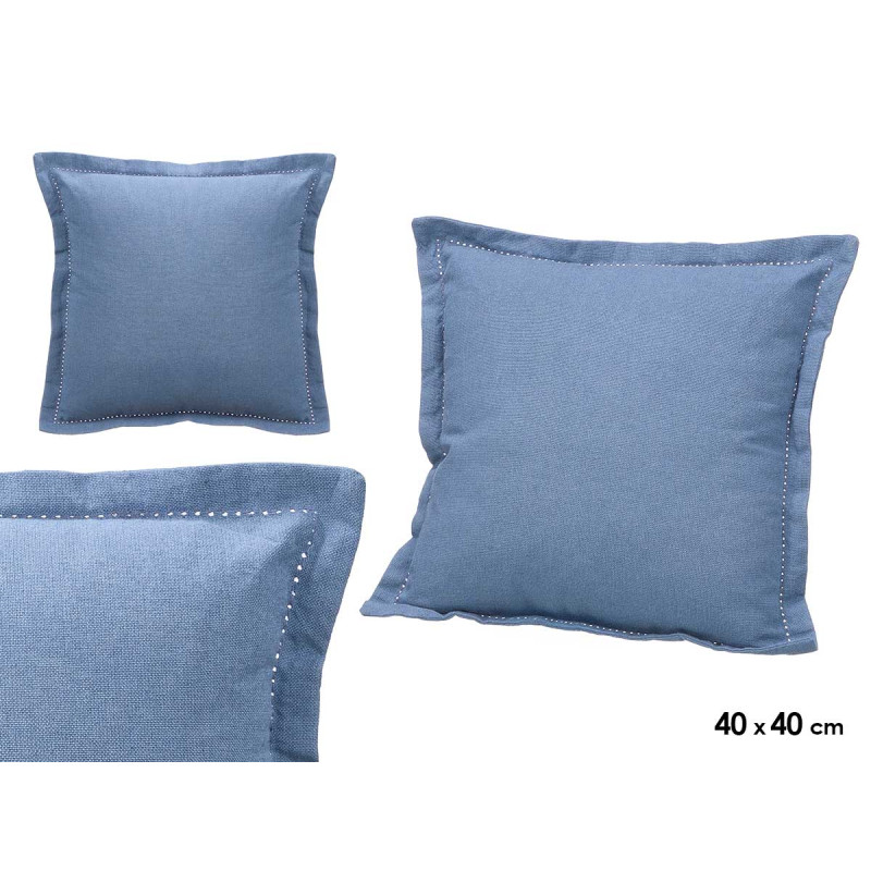 ALMOFADA AZUL FOLHOS FECHO 40 × 40 CM