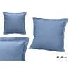 COUSSIN VOLANT FERMETURE ÉCLAIR BLEU 40X40 CM